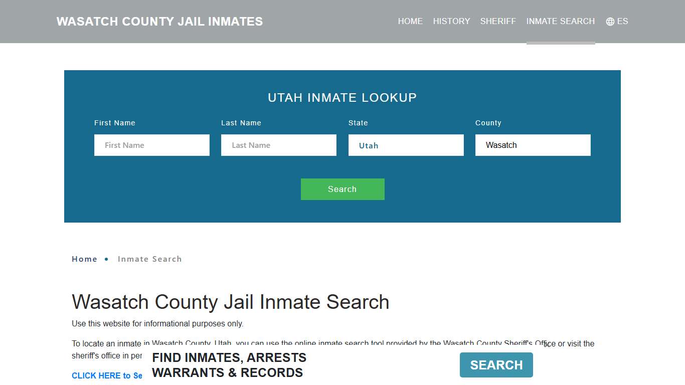 Wasatch County, UT Detainee Lookup