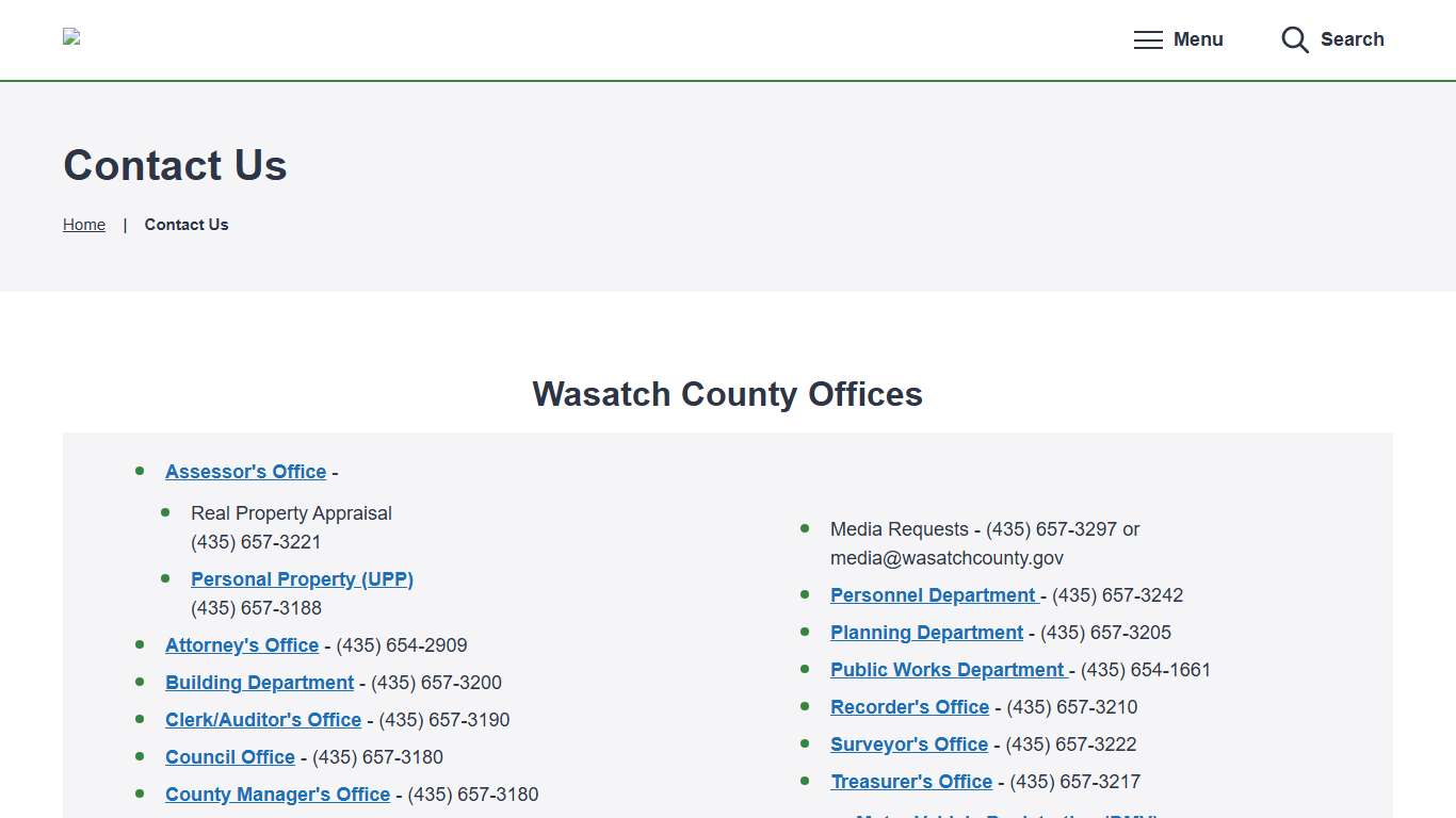 Contact Us – Wasatch County