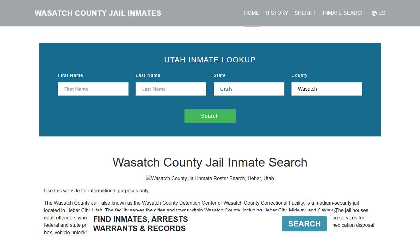Wasatch County Jail Inmate Roster Lookup, Heber, UT